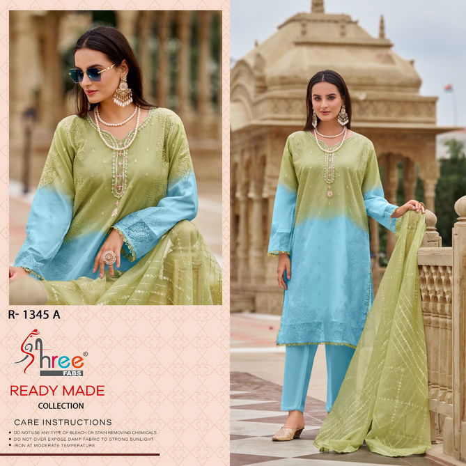 Ramsha R 1345 By Shree Organza Embroidery Pakistani Readymade Suits Wholesale Price In Surat